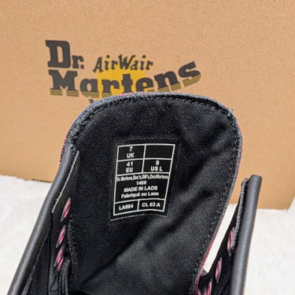 Dr. Martens 1460 Pink Multicolor Plaid Tartan Lace Up Boots Women's 9 UK 7 NIB - Picture 11 of 13